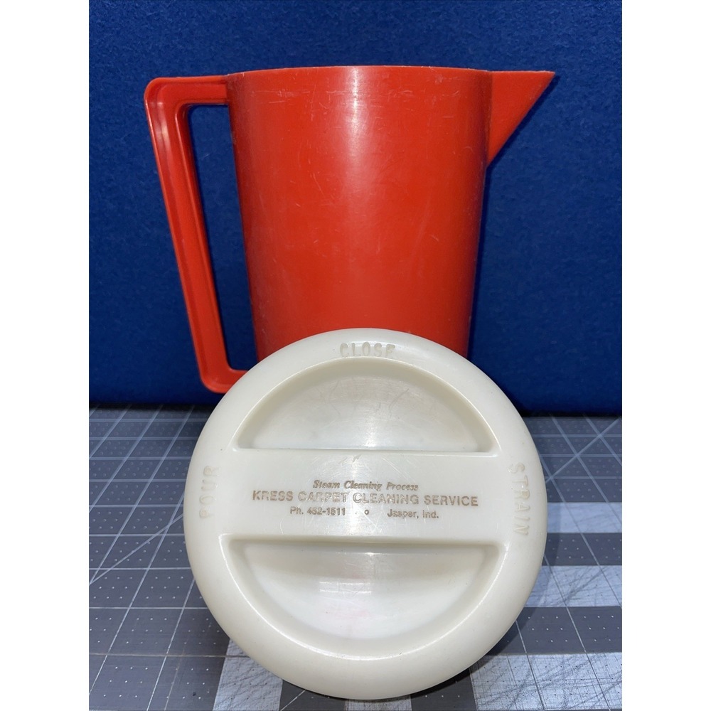 Kress Carpet Cleaning Jasper Indiana Pitcher Advertising Orange White